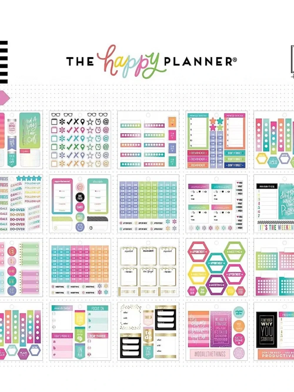 The Happy Planner Productivity 388 Piece Sticker Sticky Note Accessory Kit